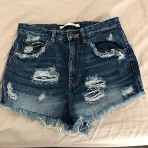 Zara distressed denim shorts
